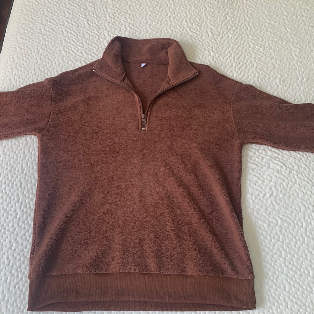 Brown long sleeve half zip